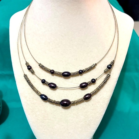 Vintage NAPIER Beaded 3-Strand Necklace 16” - Picture 5 of 5